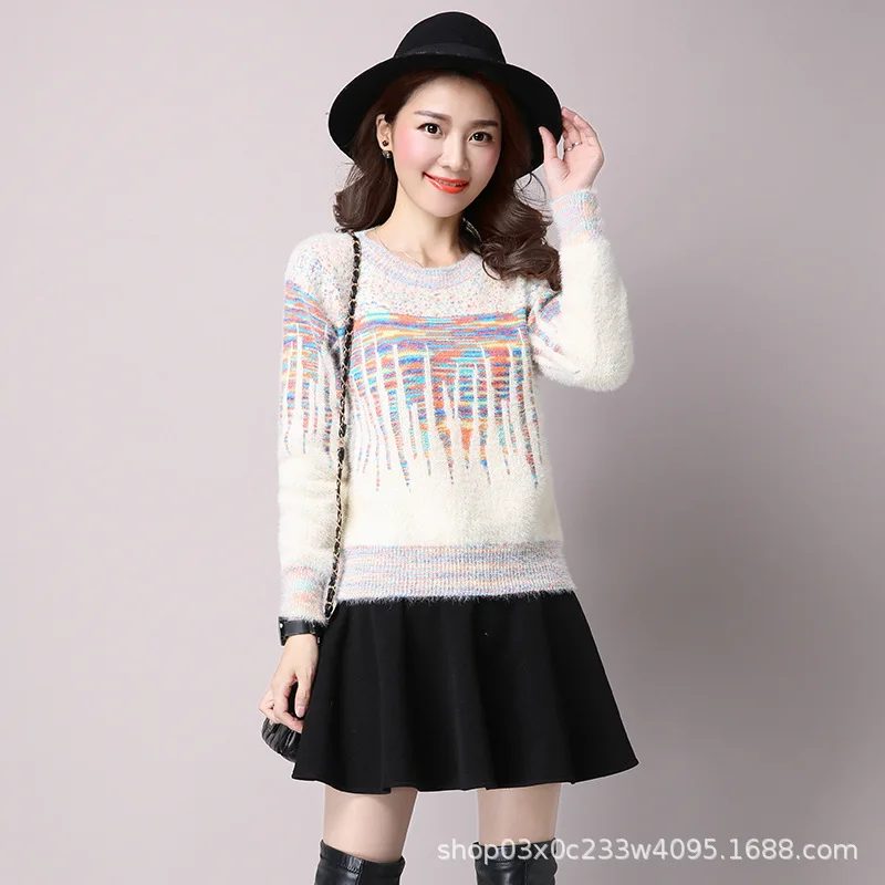 2018 Fashion Cashmere Blended Knitted Sweater Women Loose round neck Autumn Winter Pullovers Female Long Sleeve Color 2018 Fashion Cashmere Blended Knitted Sweater Women Loose round neck Autumn Winter Pullovers Female Long Sleeve Color