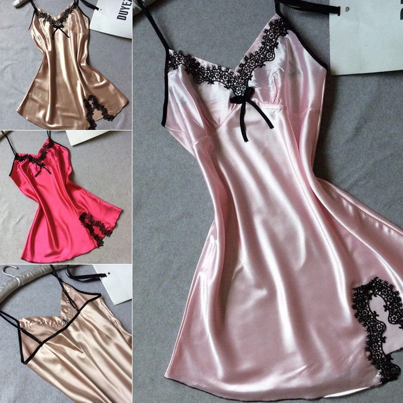 

Sexy Lingerie Women Silk Lace Robe Dress Babydoll Nightdress Nightgown Sleepwear