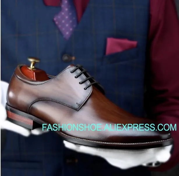 

Men Derby Shoes Pointed toe Lace up Breathable Man Dress Shoes Oxfords