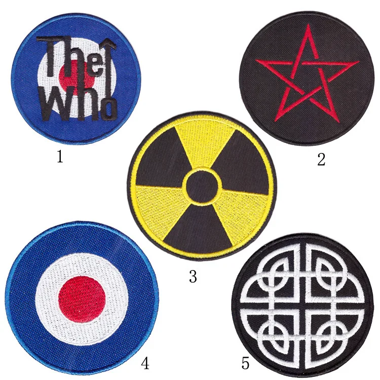 

DIY Five-pointed star round Badge Patch Target Embroidered Sticker Iron-on Clothes Armband Decor For Jeans Hat Fan sign Badges