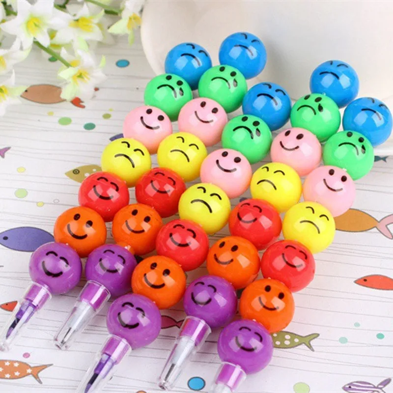 

Cute Colored Pen Ice Sugar Smiling Face Creative Sketch Crayon Toys For Children Kids Learn Painting Gift Office School Tool