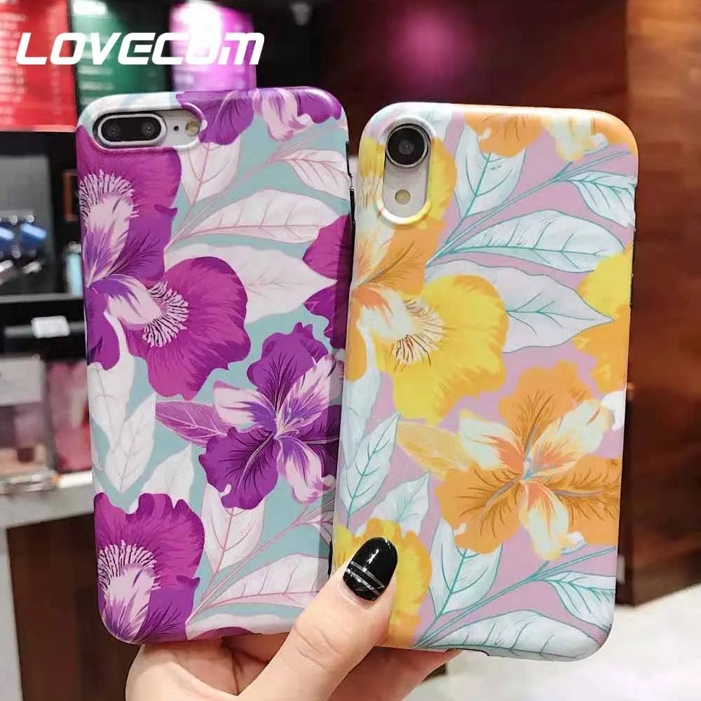 

LOVECOM Beautiful Flower Cases For iPhone 6 6S 7 8 Plus XS X Matte Soft IMD Floral Phone Back Cover For iPhone XS Max XR Gifts