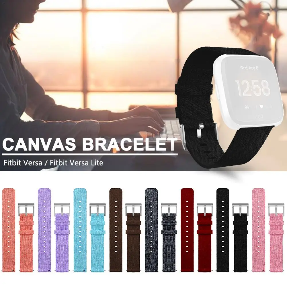 

Bracelet Replacement Wristband Watch Band Premium Canvas Strap Clasp For Fitbit Versa Fitbit Versa Lite Smartwatch High Quality