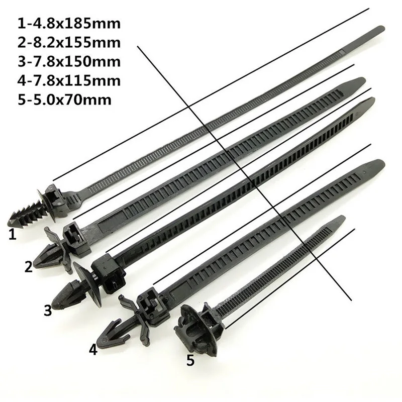 

100X Cable Tie Bundled Car Wire Harness Line Fastener Zip Clip Bands NEW HOT