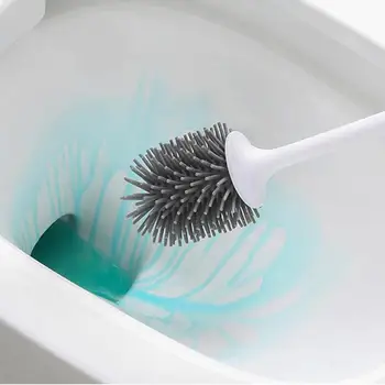 

Long Handle Toilet Brush with Base Household Bathroom Rubber Head Cleaning Brush Toilet Wall Hanging Floor Cleaning Tools