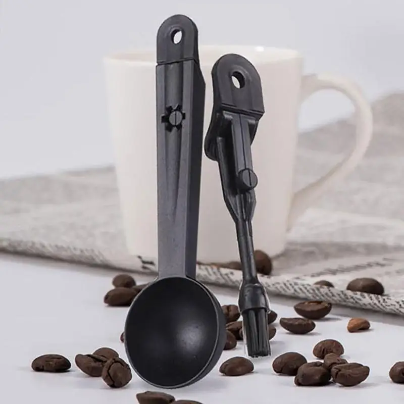 

Multifunctional Stainless Steel Coffee Measuring Scoop Coffee Bean Tea Measuring Scoop Spoon with Cleaning Brush Kitchen Tool