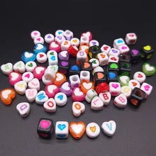 Смешанные акриловые бусины в форме сердца Квадратные/круглые бусины с буквами алфавита в форме сердца DIY ювелирные изделия для изготовления браслетов и ожерелий аксессуары