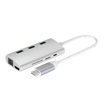 

8 in 1 Type-C Adapter Type C to HDMI RJ45 PD USB3.0 Card Reader Hub supporting 100/1000 Ethernet Type-c USB 3.0 HUB