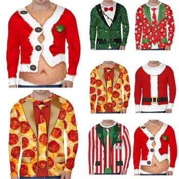 

Men's Christmas Xmas Funny 3D Shirt Party Holiday Top Clothing T-shirt S M L XL