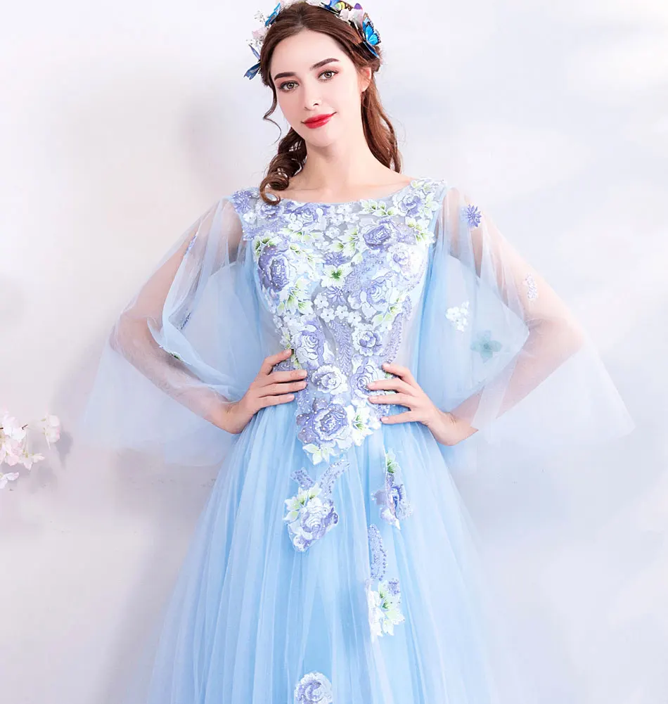 Женское вечернее платье со шлейфом SSYFashion романтичное кружевное для выпускного