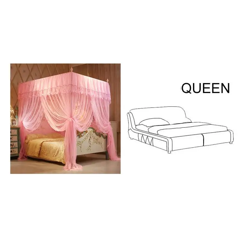 150*200 мм 4 Плаката уголки кровать навес Принцесса Королева москитные постельные принадлежности сетка кровать палатка Длина пола занавеска