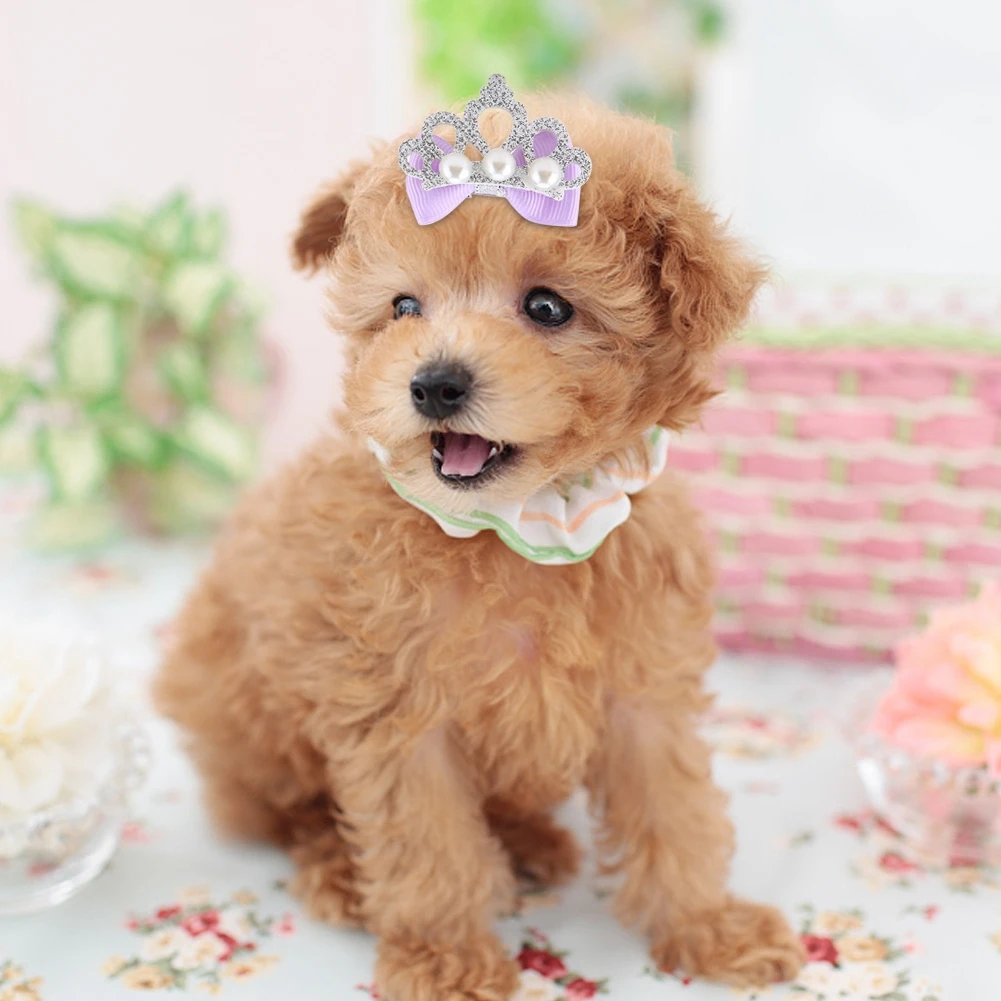 

20 PCS/Pack Pet Puppy Dog Cat Bows Crown Pearl Hairpins Cute Clips Grooming Hair Accessories