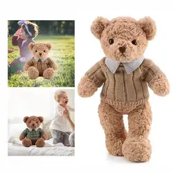 Футболка воротник свитер медведь милые плюшевые игрушки медведь кукла подарок для влюбленных и младенцев пара упаковка для подарка с