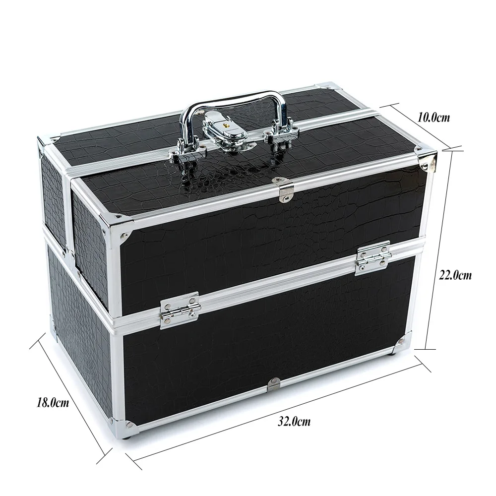 

Large Cosmetic Organizer Box Make Up Case for Make Up Tools Lockable Black Containing Storage Box