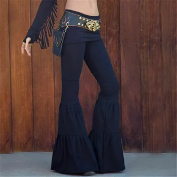 

New Fashion Women Boho Hippie High Waist Loose Wide Leg Flared Bell Bottom Flroal Long Pants