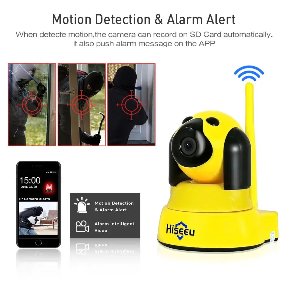 Hiseeu ip-камера для домашней безопасности Wi-Fi беспроводная умная собака Wifi камера видеонаблюдения 720P Крытый детский монитор ночного видеонаблюдения