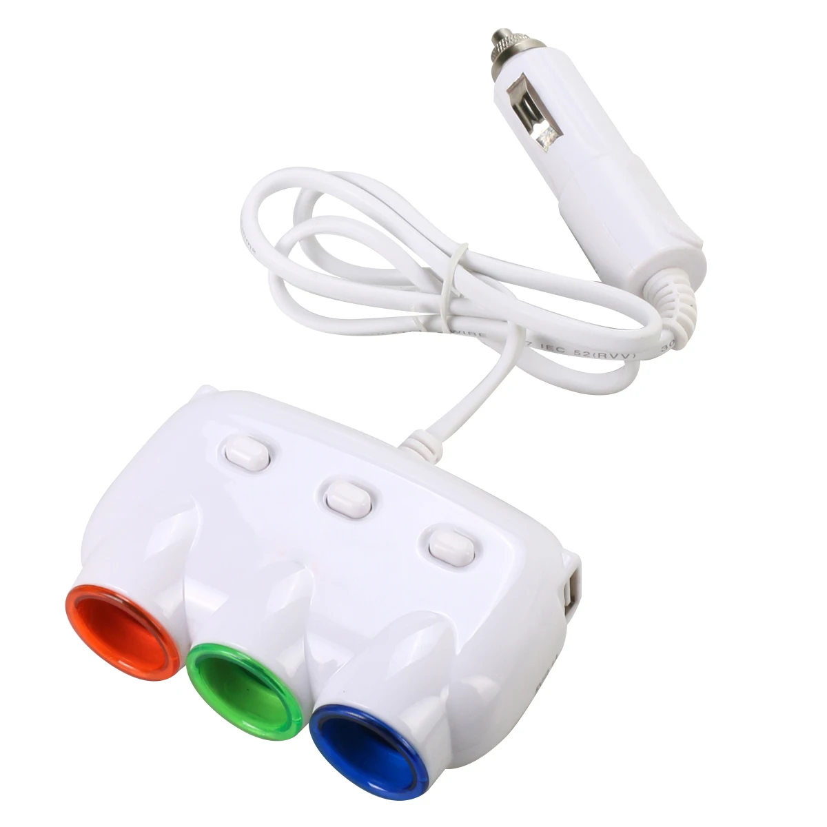 

Automotive Cigarette Lighter Splitter D20 3-Socket Cigarette Lighter with 2 USB Port for Charging Car Vehicle Power Adapter