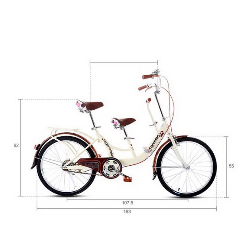 Cheap Venividivici 22/24 inch Rubber tires Ladies bikes parent-child bike double person bike Electroplated child pedal 4