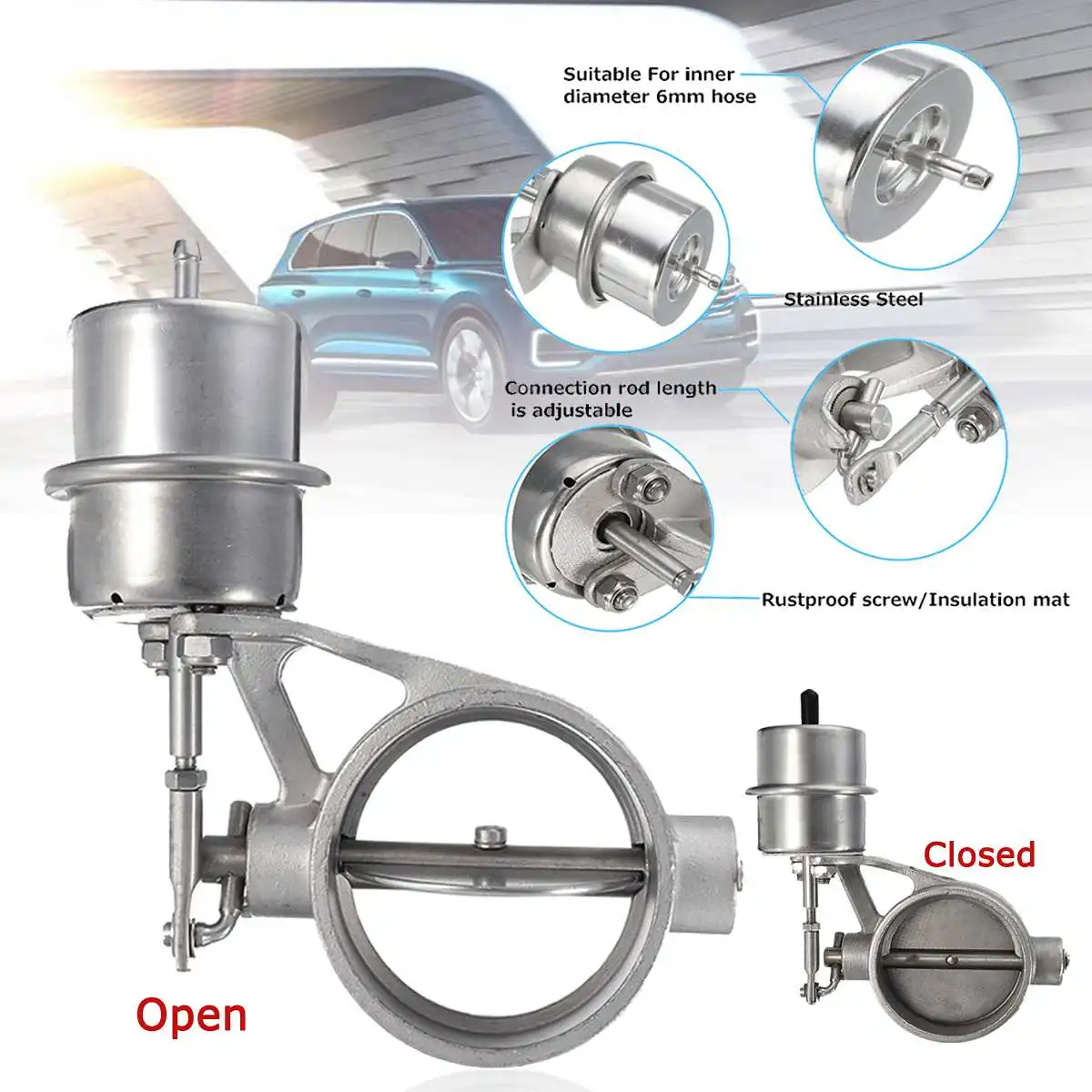 

2.5inch Stainless Steel 304 Exhaust Control Valve Set Vacuum Actuator Vacuum Actuator Open/Close Style