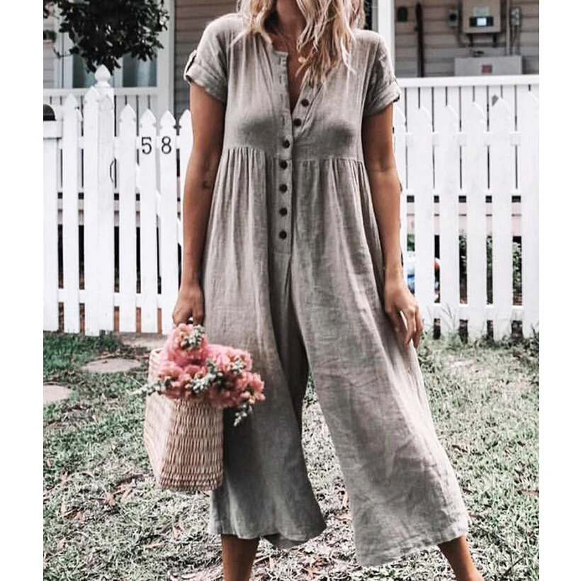 short sleeve jumpsuit casual