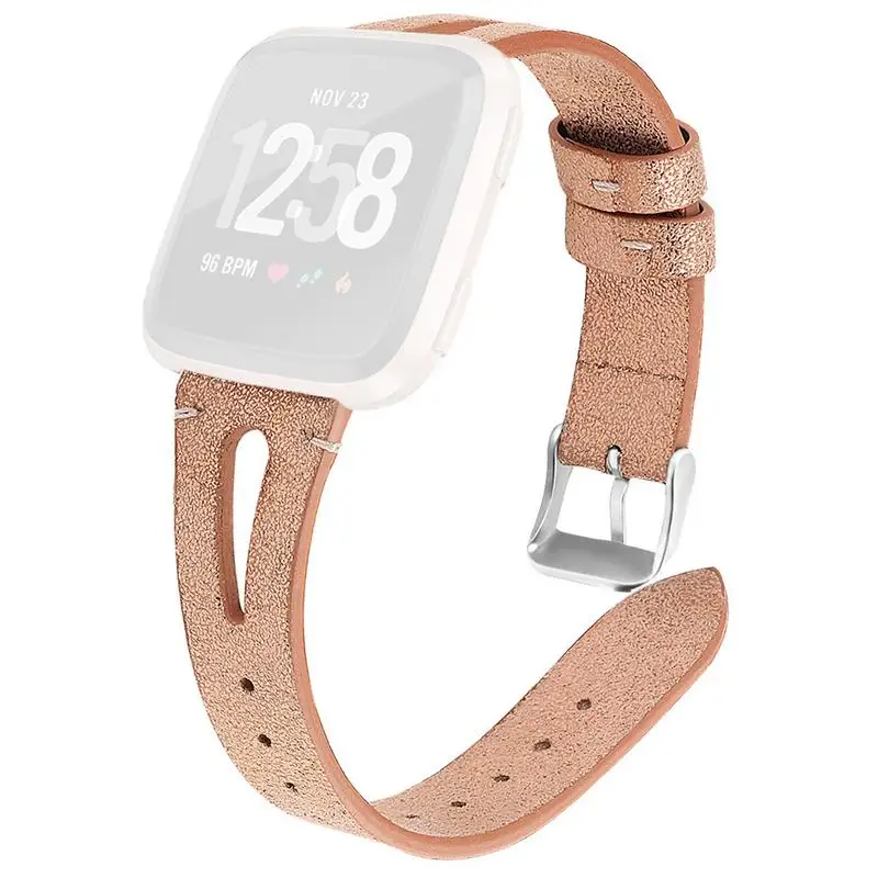 

Leather Watch Strap Middle Open Metal Buckle Replacement Wrist Band Smart Watch Genuine Leather Watchbands For Fitbit Versa New