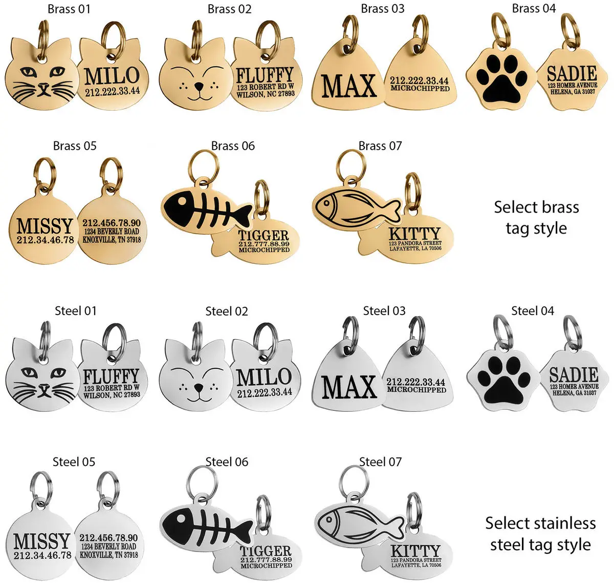 

Stainless Steel Pet ID Tag With Personalised Engraving for Dog Cat Pets