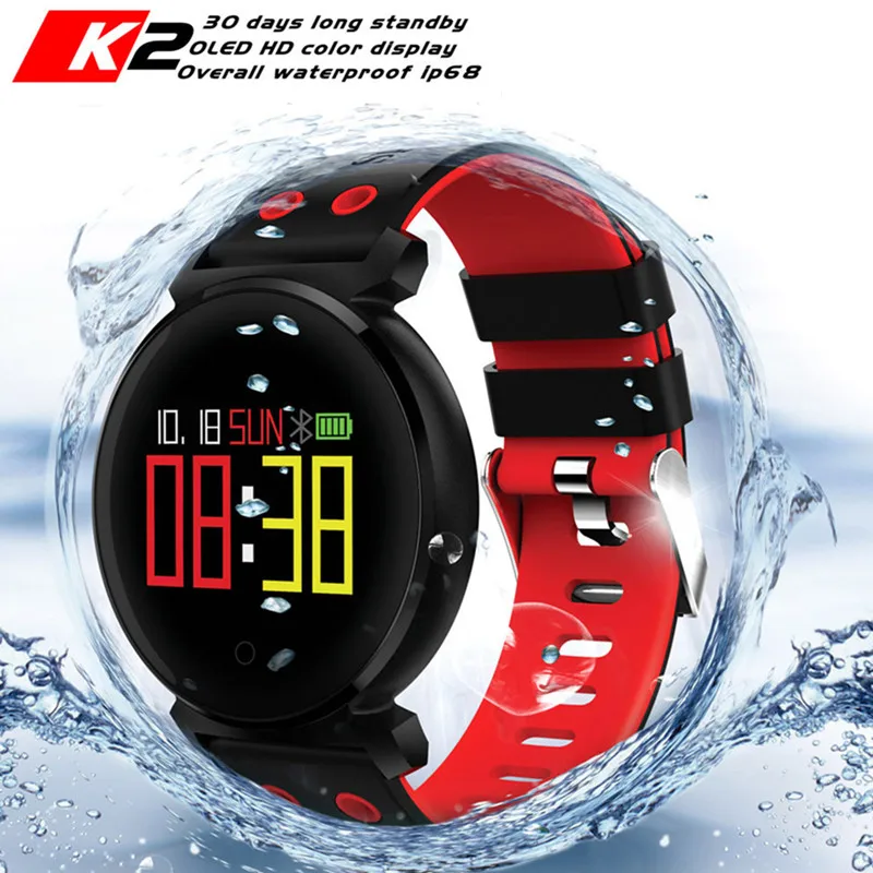 

CACGO K2 Bluetooth Smartwatch Waterproof IP68 Heart Rate Blood Pressure Smart Watch with Camera for iOS Android Phone Pk Xiaomi