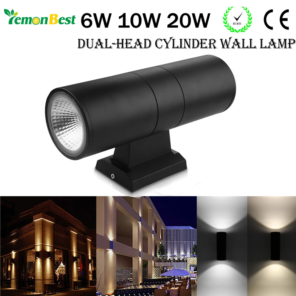 

6W 10W Led Cob wall lamp outdoor street lighting Cylinder balcony fixture Nordic Waterproof IP65 Up Down Dual-Head Cylinder