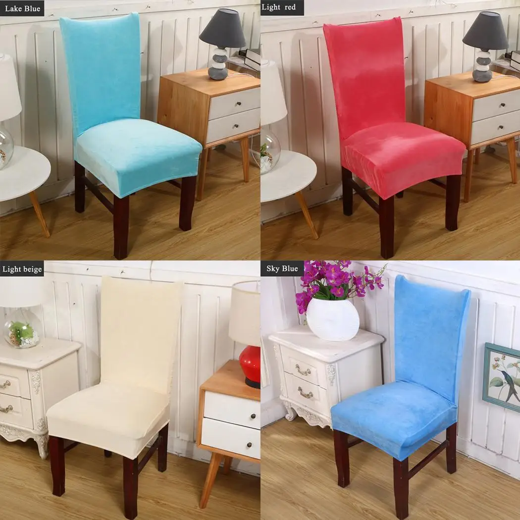Elastic Solid Removable Seat Cover Wedding Pullover Party Chair Square