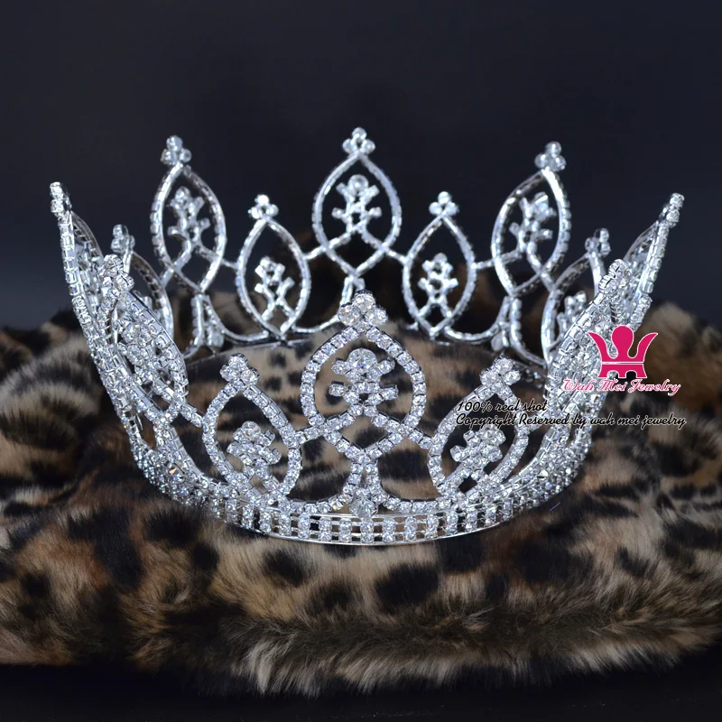 Crowns Tiaras Rhinestone Crystal Large Full Round Gorgeous King Princess Prince Unisex Headwear Hair Ornament Bridal Hairwear