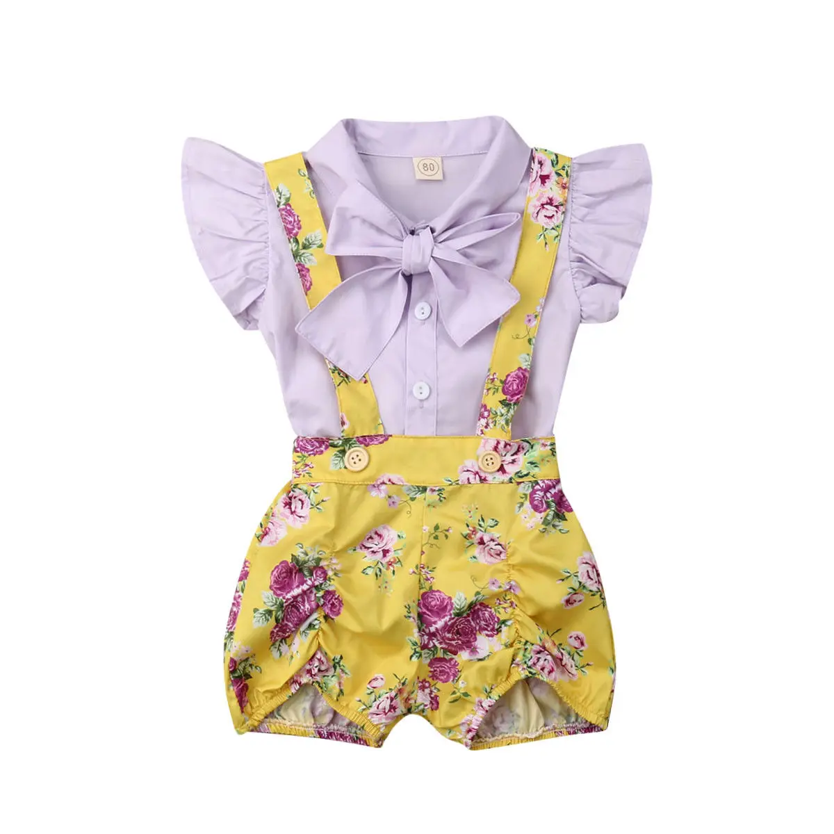 2PCS Emmababy 2019 New Brand Toddler Baby Girls Ruffle Solid Tops