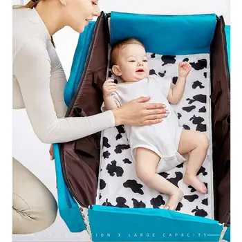 

Multifunctional Folding Crib With Mosquito Net Large Capacity Mummy Bag Outdoor Messenger Bag Suitable For Babies
