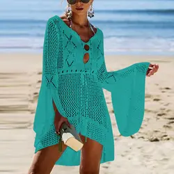 Женский Восточный халат вязаное крючком бикини накидка для пляжа Wear женские купальники пляжное платье