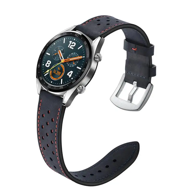 Легкая и эластичная футболка слой кожаный ремешок для huawei Watch GT Ticwatch Pro наручный