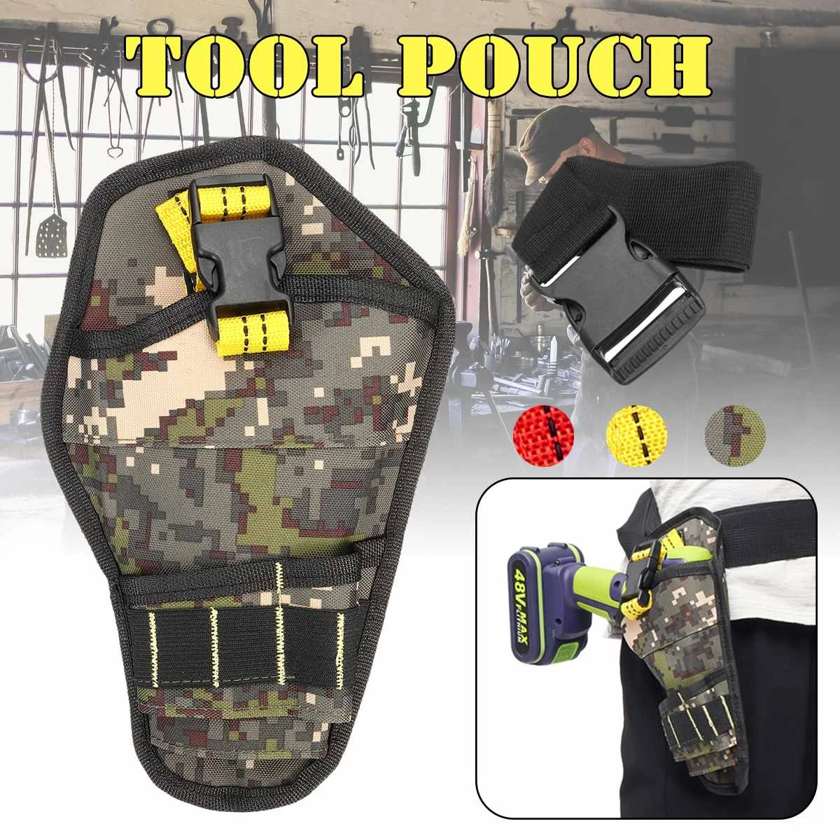 

Multi-functional Drill Electrician Tool Bag Wrench Hammer Screwdriver Portable Waist Pouch Organizer Bag With Waist Belt