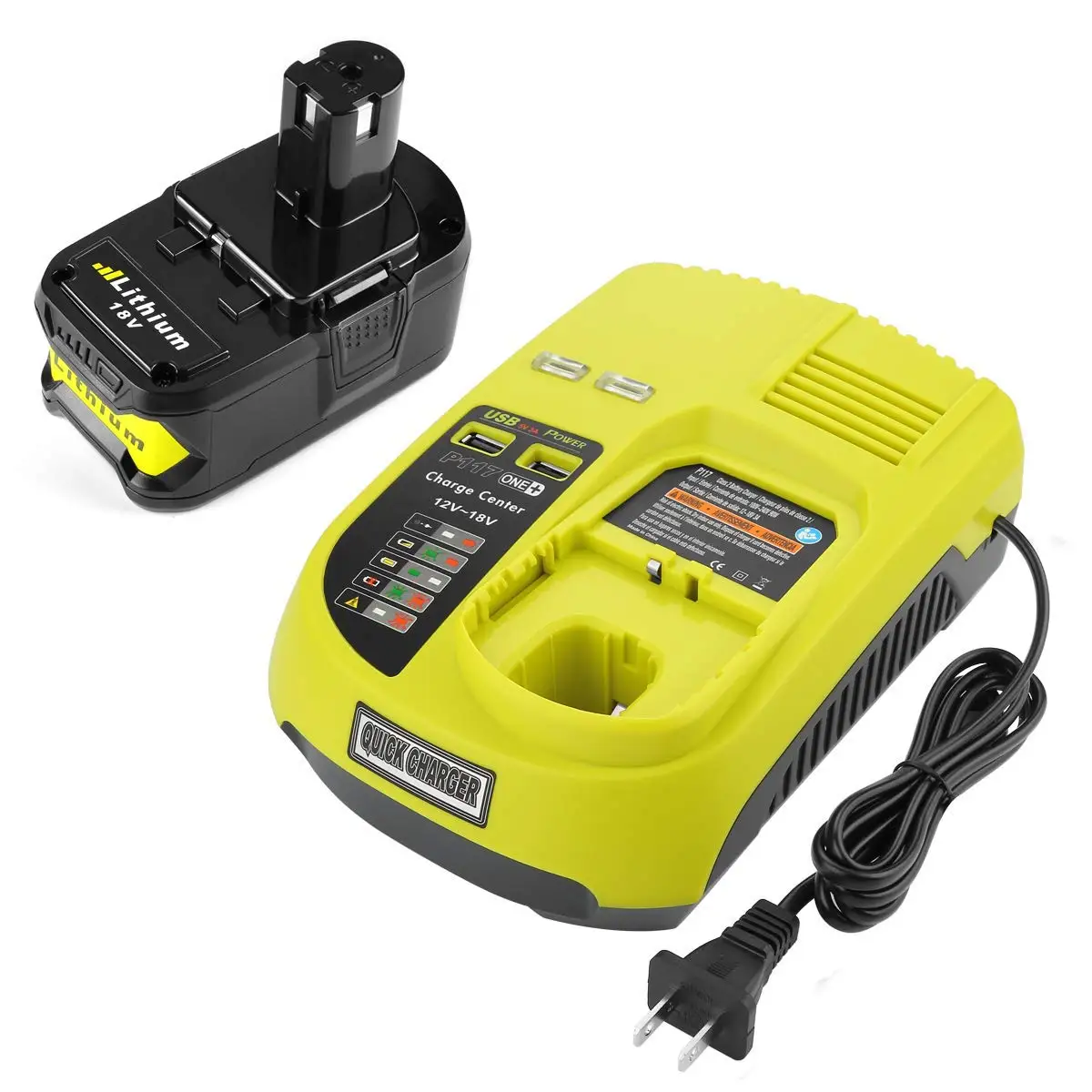 3A 12V 14.4V 18V For Ryobi P117 Rechargeable Battery Charger Battery Pack Power Tool Ni-Cd Ni-Mh Li-Ion P110, P111, P107,P108 3A 12V 14.4V 18V For Ryobi P117 Rechargeable Battery Charger Battery Pack Power Tool Ni-Cd Ni-Mh Li-Ion P110, P111, P107,P108