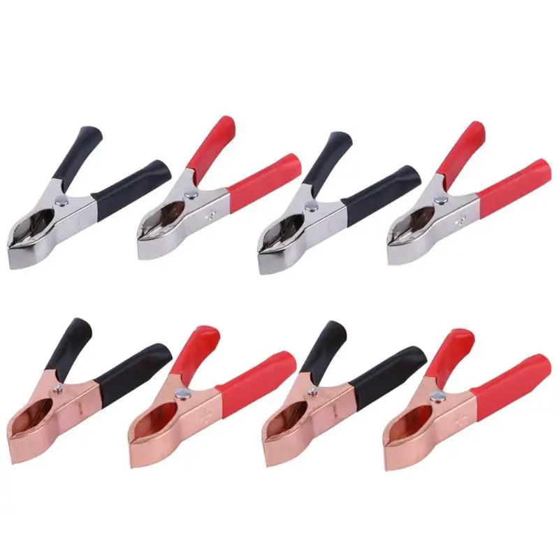 

4Pcs 30A Red Black Crocodile Clamps 72/75mm Alligator Clip Handle Cable Lead Testing Battery Test Lead High Quality Clamp new