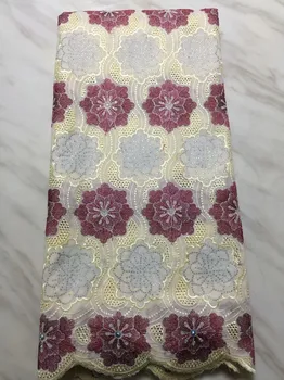 

White African Cotton Swiss Voile Lace Fabric High Quality 2019 French Milk Silk Lace Fabric Nigerian Stone Lace Fabric For Women