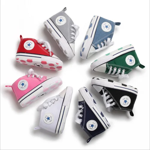 

New Baby Toddler Boys Girls Crib Shoes Tennis Canvas Shoes Kids Skater Sneakers