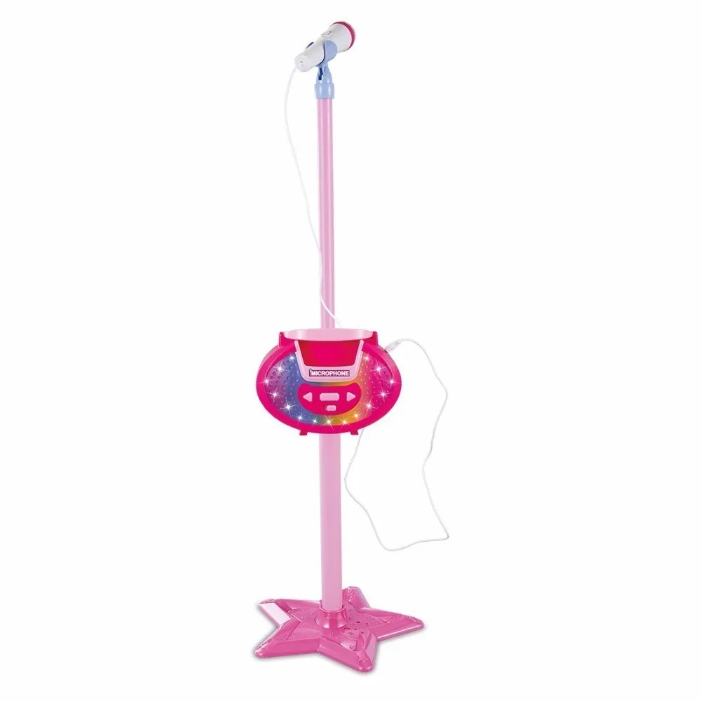 

Rowsfire 2 Color DIY Science Portable Kids Karaoke Machine Toy Adjustable Star Base Stand Microphone Music Play Toy for Children