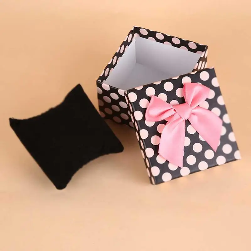 

Innovative Gift Box Packing Speckled Bowknot Box Square Jewelry Box Cardboard Carton Watch Box