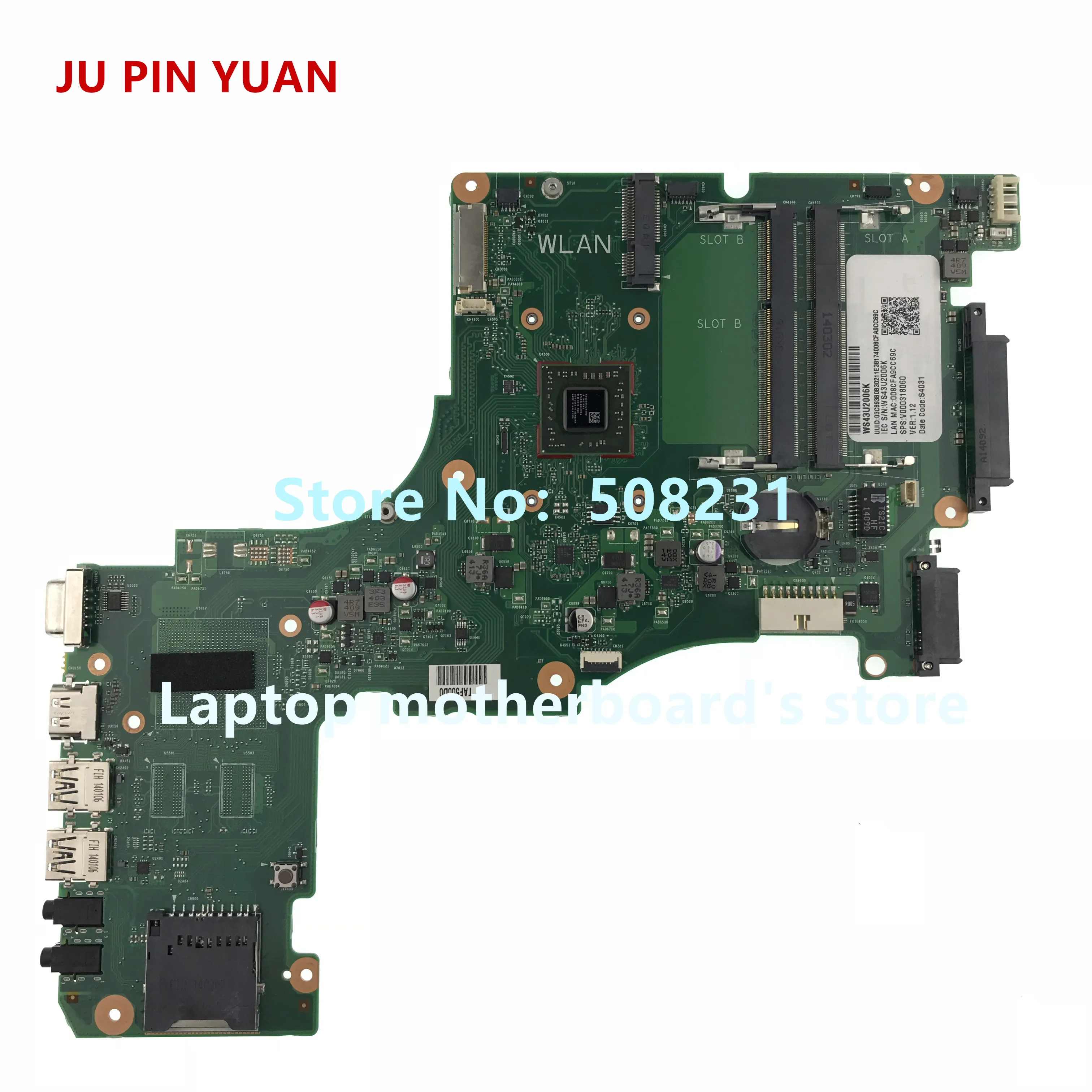 

V000318060 CR10AN-6050A2556101-MB-A02 Mainboard for Toshiba Satellite L50DT L50DT-A Laptop Motherboard with A6-5200 Fully Tested