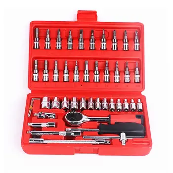 

46Pcs/Set 1/4-Inch Durable Repairing Tools Socket Ratchet Wrench Combination Tools Kit For Auto Repairing