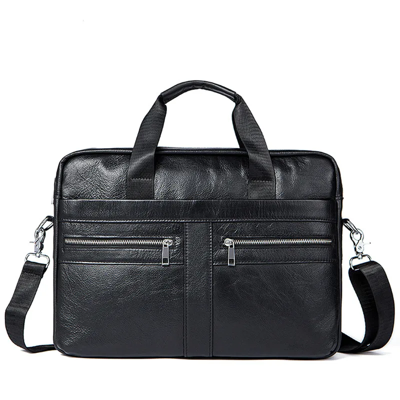 

Men Leather Laptop Briefcase Bag 14.1 inch Genuine Leather Men Bags Briefcases Handbag Shoulder Bag Crossbody Messenger Bags New