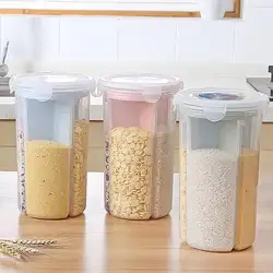 Влагостойкий прозрачный четыре сетки роторный хранения кухня герметичная банка пластик еда коробка для хранения зерна сушеные фрукты