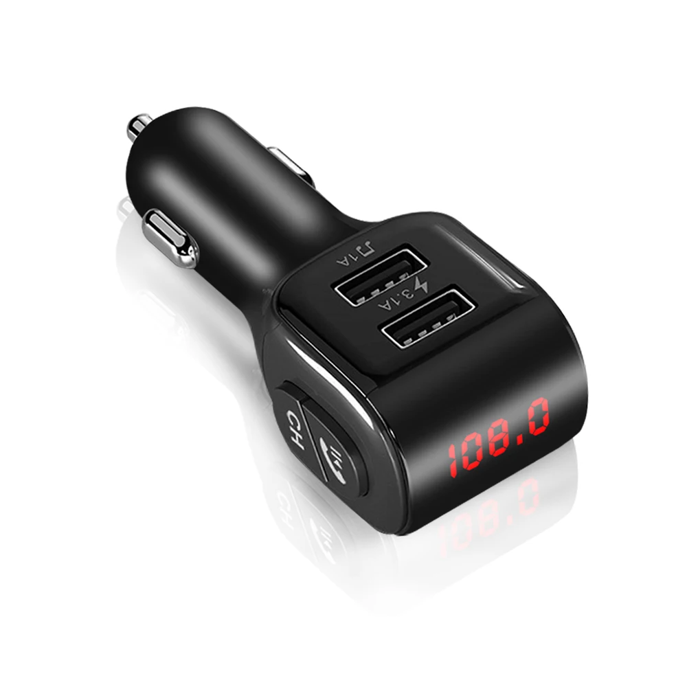 

3.1A Quick Charge Dual USB Car Charger Bluetooth 5.0 Handsfree car Kit FM Transmitter USB AUX Car MP3 Player LCD Voltage Display