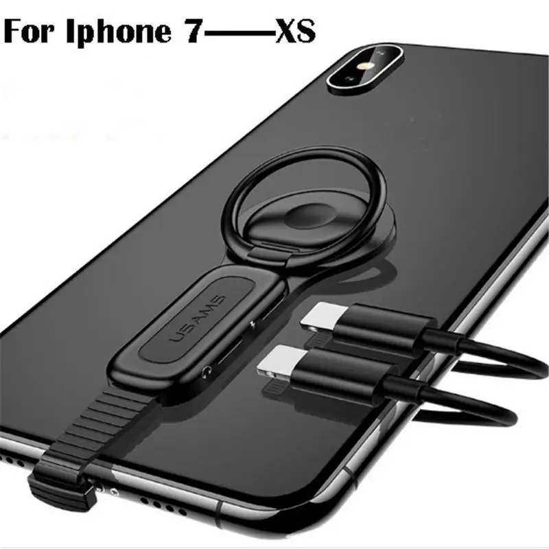 Кольцевой адаптер держатель для IPhone Phone AUX наушников Lightning 2 в 1 кабель зарядки