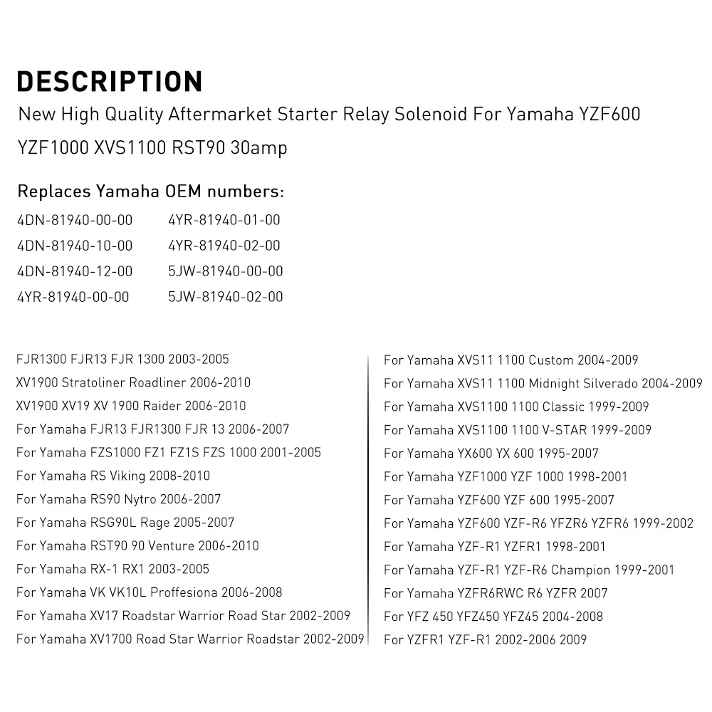 100% совершенно новое KKMOON реле стартера соленоид для YAMAHA YZF R1 1999 2000 2002 2006 2009 R6 1995