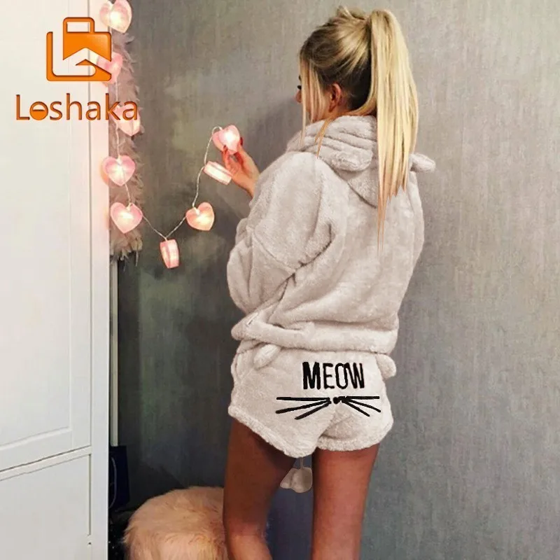 Loshaka Для женщин бархат кораллового цвета комплект осень зима пижамы для 2