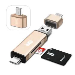 Кавау type-c OTG USB 2,0 TF устройство для чтения карт памяти с Micro USB адаптером для мобильного телефона Xiaomi PC